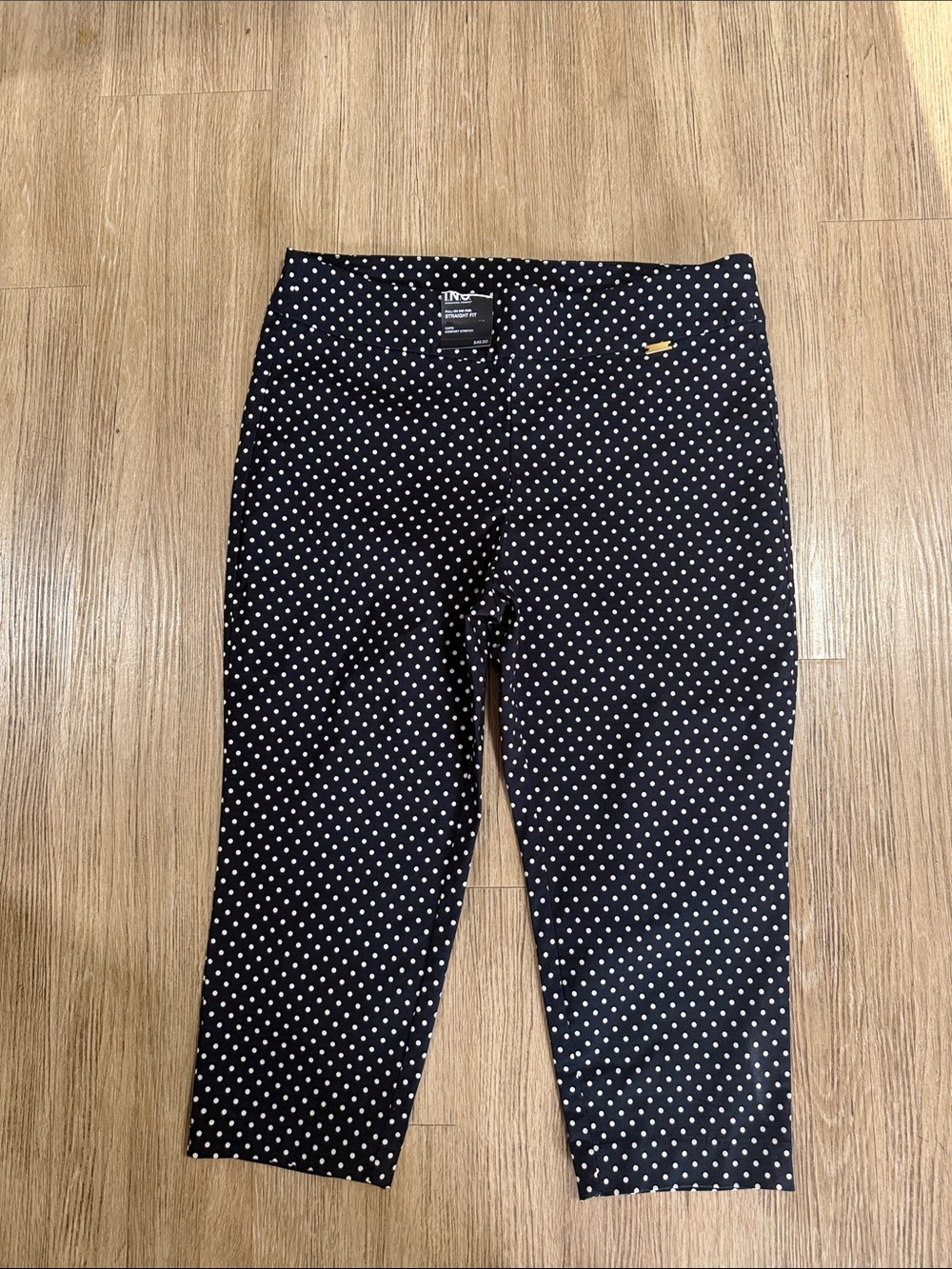New INC Polka Dot Crop Pants - Black with White Dots size 16